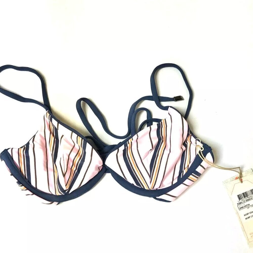 Maaji, Womenβs Underwire Reversible Bikini Top, Blue/Pink, Size Small